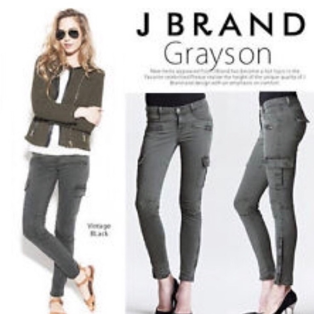JBrand Grayson Skinny cargo jeans. Size 25. Colour Vin Black (Grey)